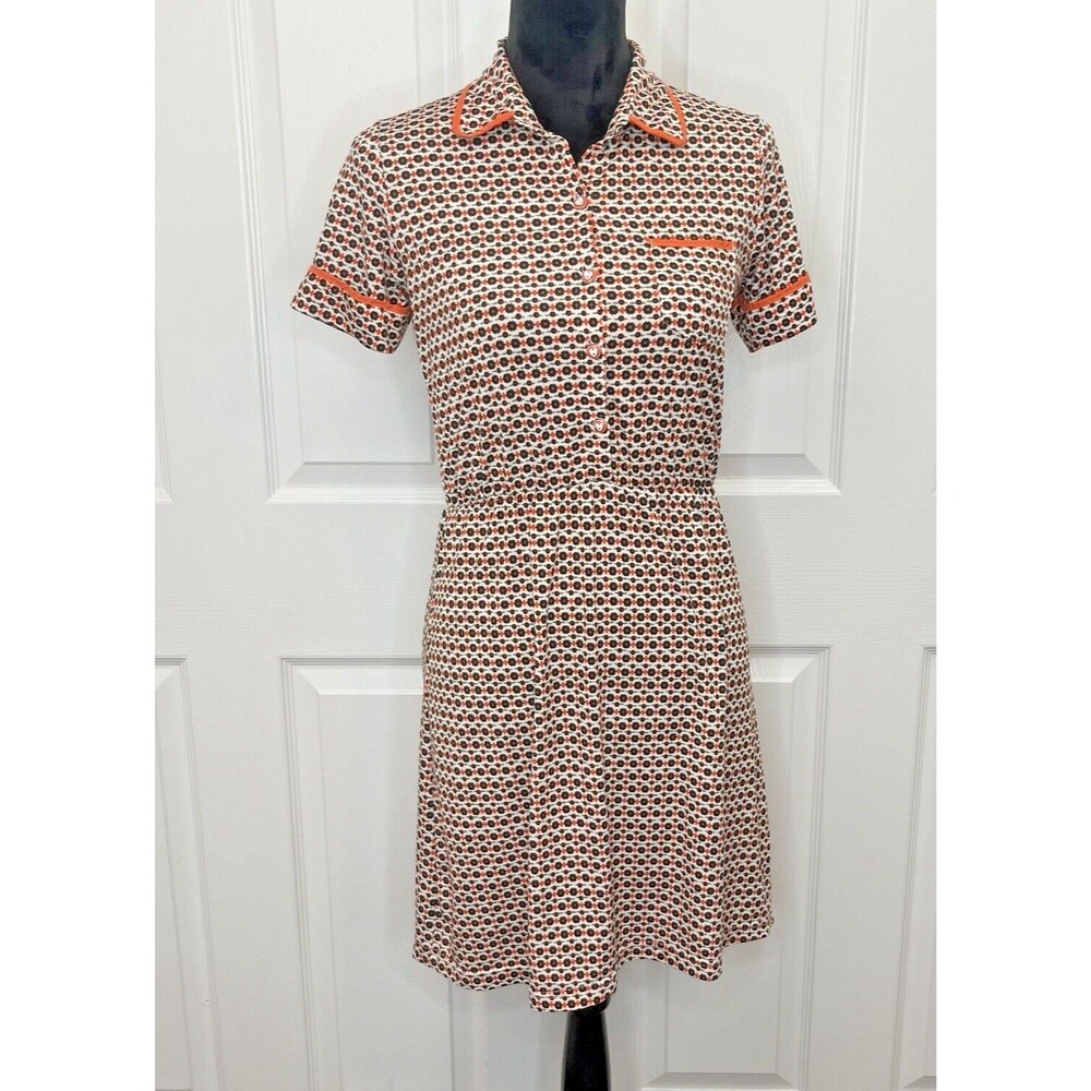 Louche London Mini Dress Womens Small 50s Retro Floral Button Front Short Sleeve